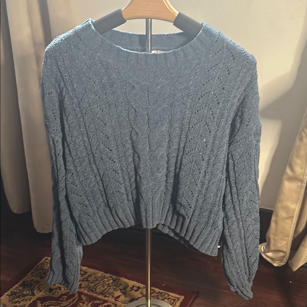 Blue Cable Knit Sweater